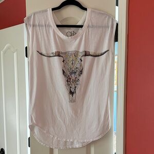 Chaser brand White Bull Skull Graphic Tee